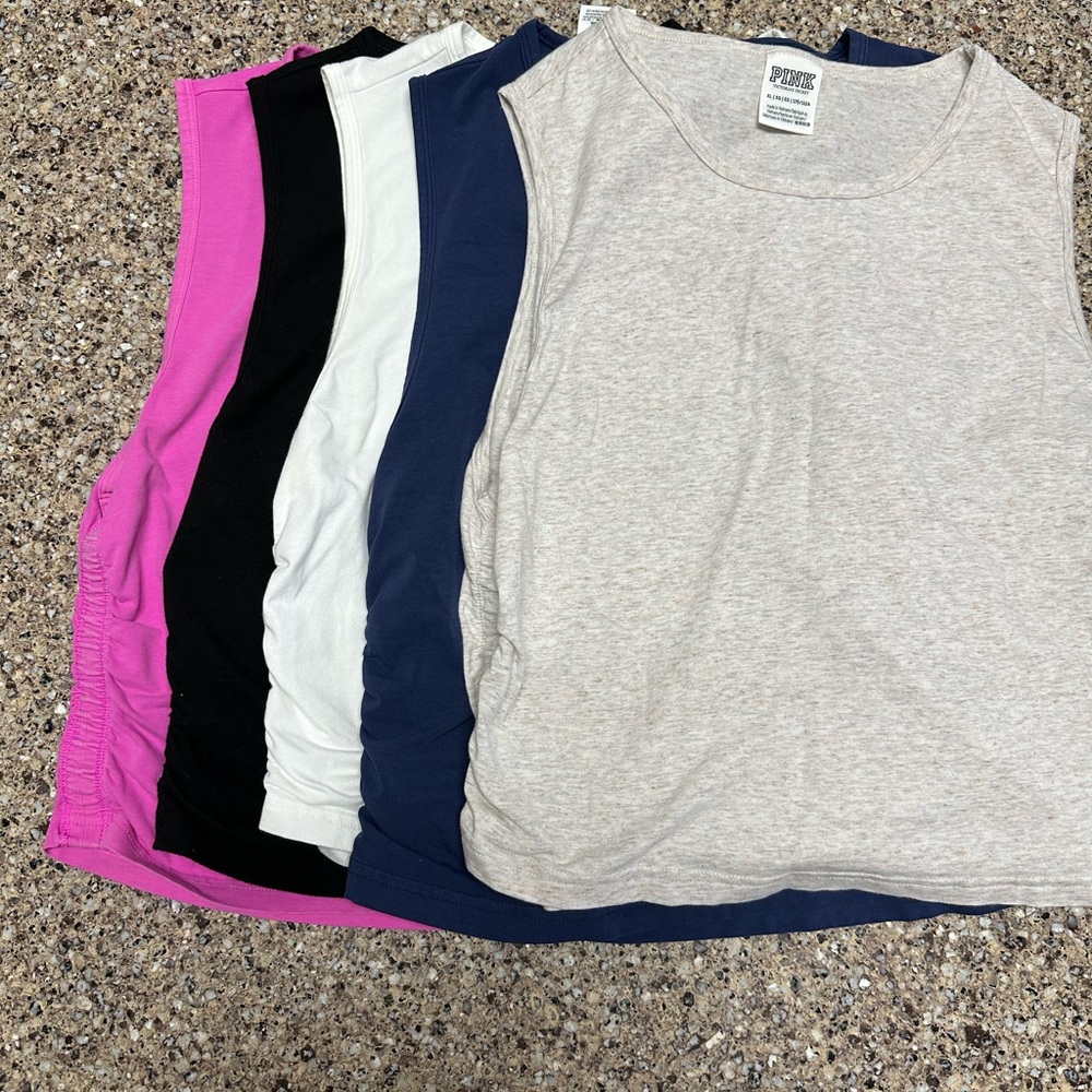 PINK Victoria's Secret Cropped Tank Tops - Pink, Black, White, Blue, Gray